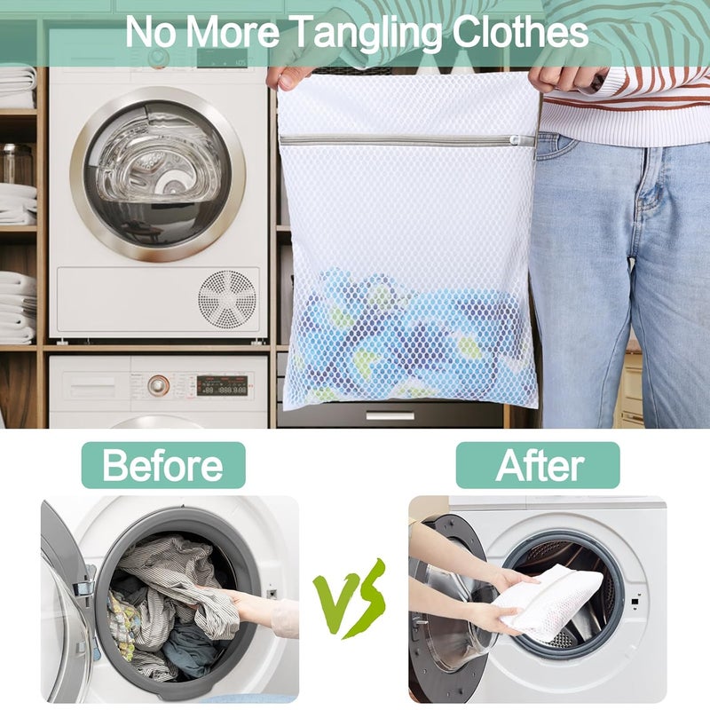 syhskhy 2 XXLarge Honeycomb Mesh Laundry Bags for Washing Machine 24 x 24 Inches lingerie bags for Laundry Travel Storage Organize Bag for Cotton ClothesSheet Shoes - Image 5