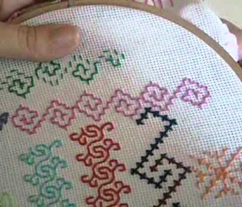 Asian Hobby Crafts Embroidery Kit with for Beginners,Cross Stitch Embroidery - Complete DIY Kit with Materials and Tutorial Pages (Color-Pink, Cream) - Image 4