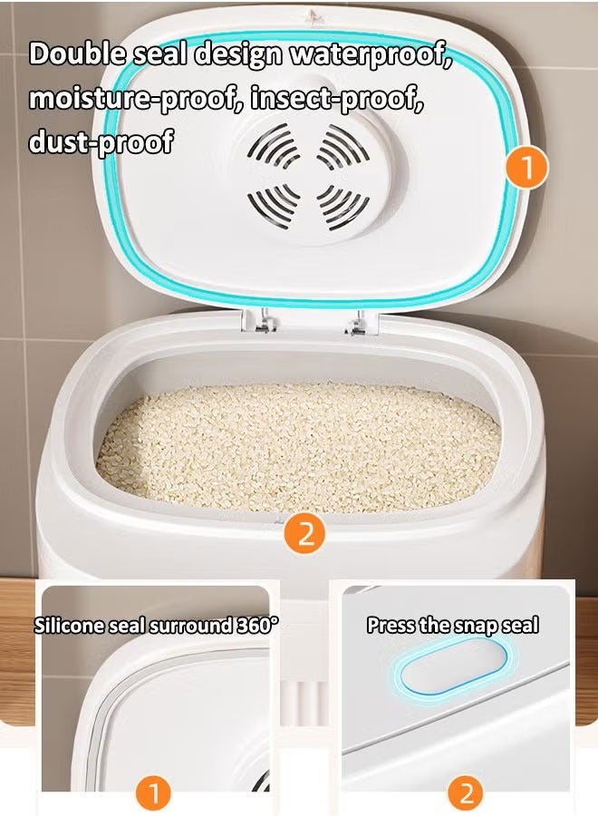 Rice Bucket Storage Container for Cereal Rice Storage Container with Measuring Cup Household Rice Bucket Rice Holder Bin for Flour, Sugar, Oatmeal, Kitchen Pantry Organization and Storage（5KG/10KG）  - Image 3