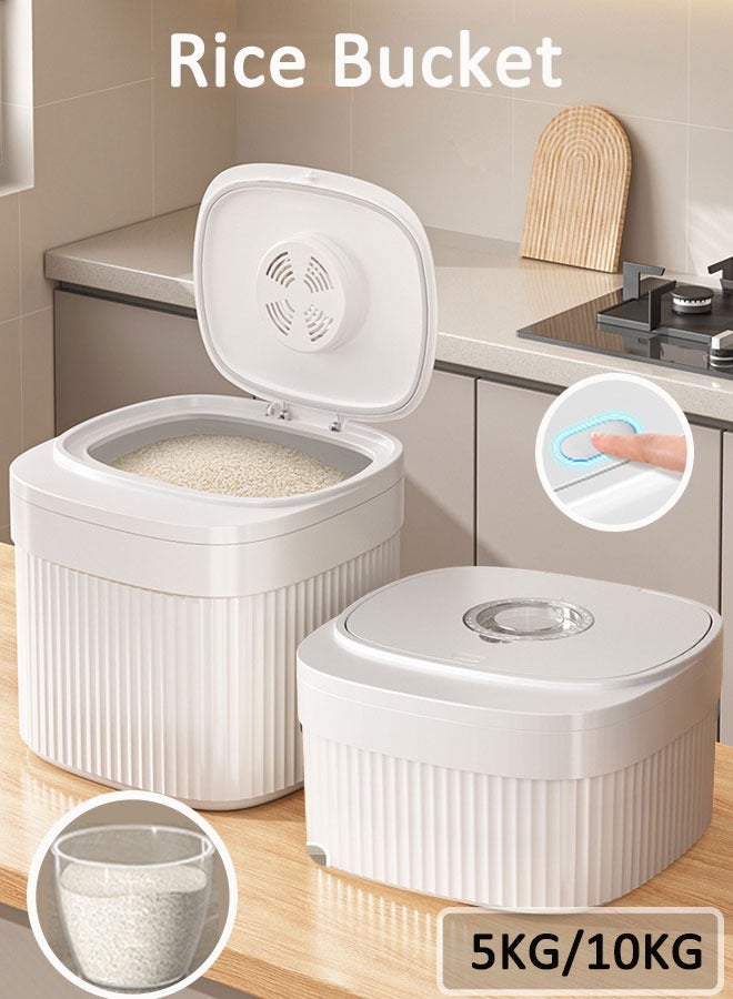 Rice Bucket Storage Container for Cereal Rice Storage Container with Measuring Cup Household Rice Bucket Rice Holder Bin for Flour, Sugar, Oatmeal, Kitchen Pantry Organization and Storage（5KG/10KG）  - Image 1