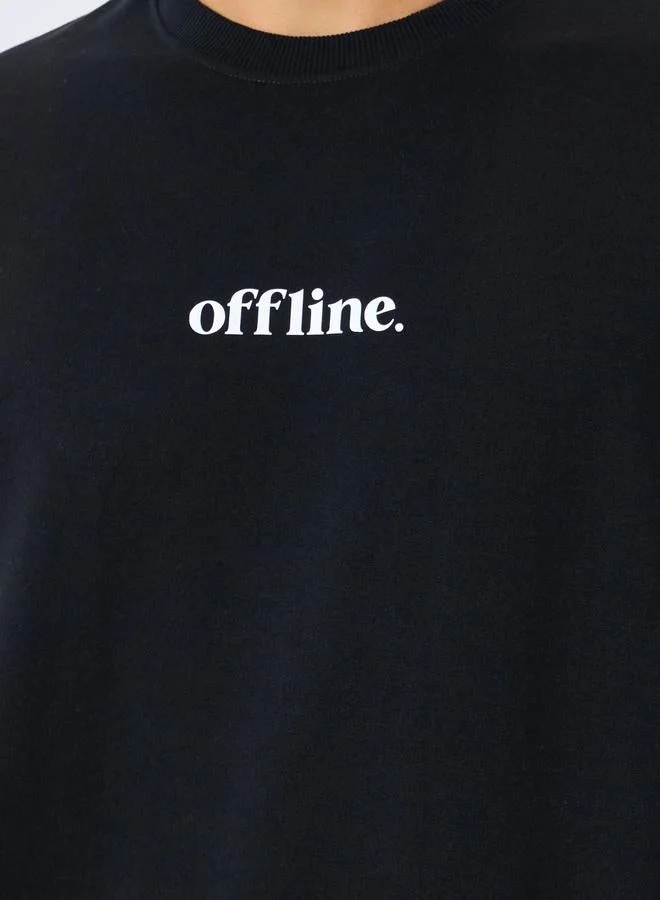 Styli Black Eco-Earth Relaxed Fit Slogan Print Sweatshirt for Men | Best Price UAE