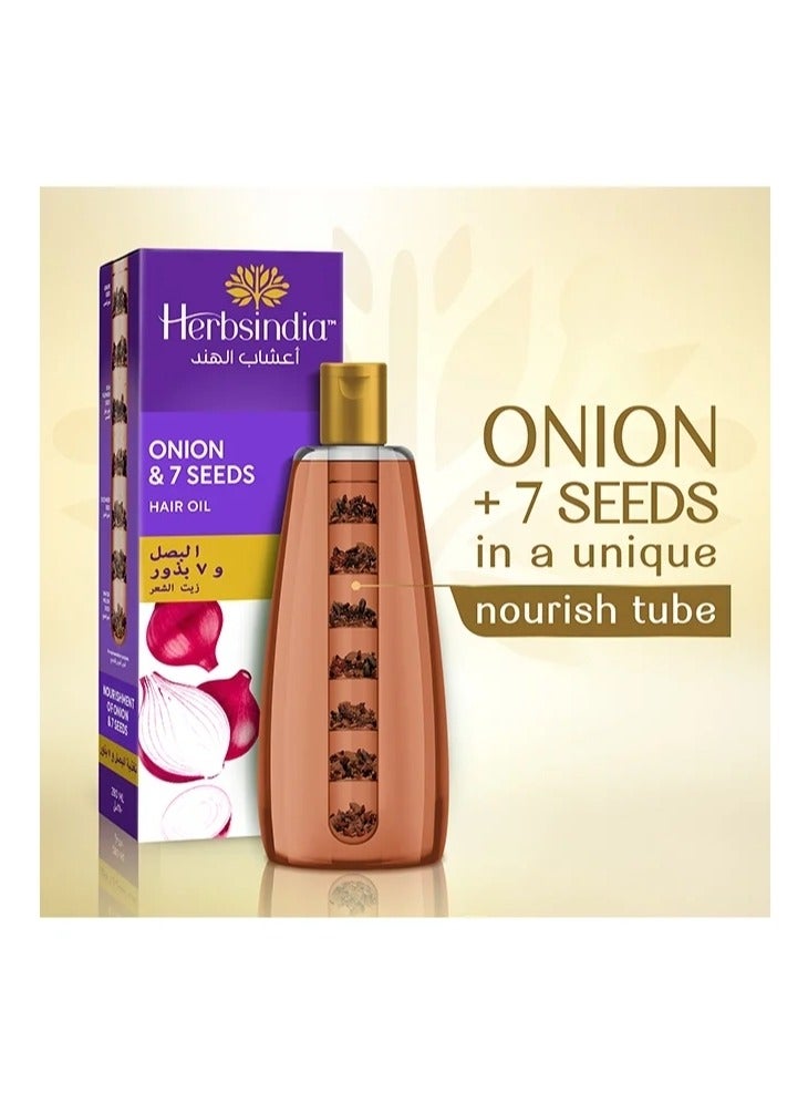 هيربس إنديا زيت شعر بالبصل و7 بذور أعشاب مع أنبوب مغذي 280 مل - Image 3