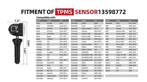 SEINECA 13598772 315MHz Tire Pressure Monitoring System TPMS Sensor Compatible with Chevrolet Silverado GMC Sierra Cadillac ATS XTS Buick SAAB Saturn Chevy Cruze Camaro Trax Colorado Sonic Spark Impala - Image 3