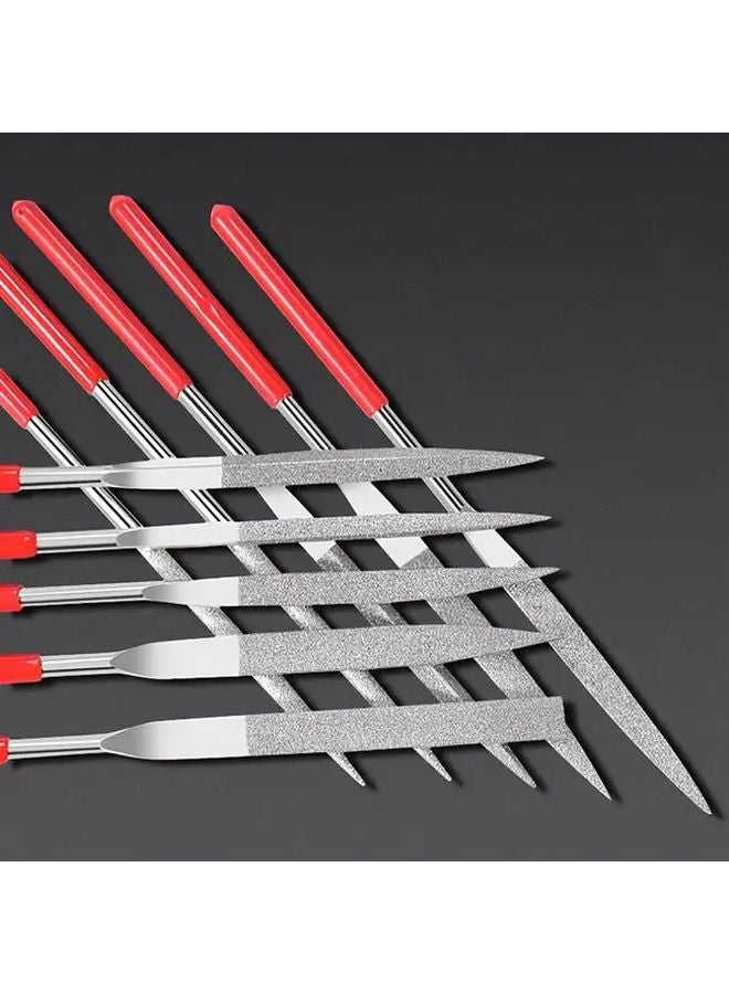 10pcs Mini Diamond File Set 180mm Electroplated Alloy Sharpening Tool For Wood Metal Plastic - Image 2