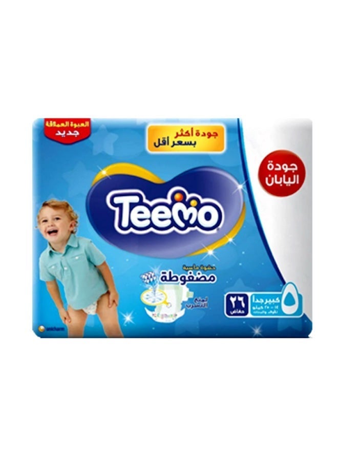Teemo Baby Diapers Junior Size 5 (14-25 kg) Jumbo Pack 26 Diapers - Image 1