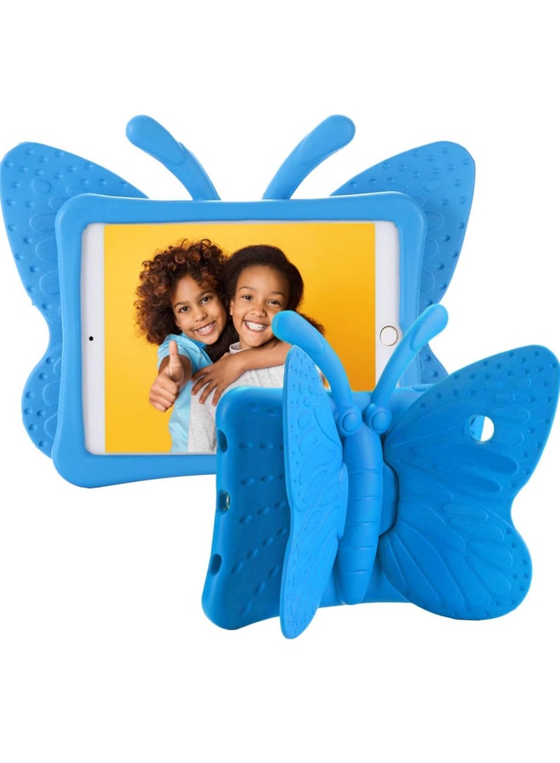 ELTRAZONE iPad Case for Kids, iPad 9.7 inch Case, Light Weight Shockproof EVA Foam Protective Tablet Stand Cover Holder for Apple iPad Air/Air 2 iPad 9.7 2017/2018 Cute Butterfly (BLUE) - Image 1
