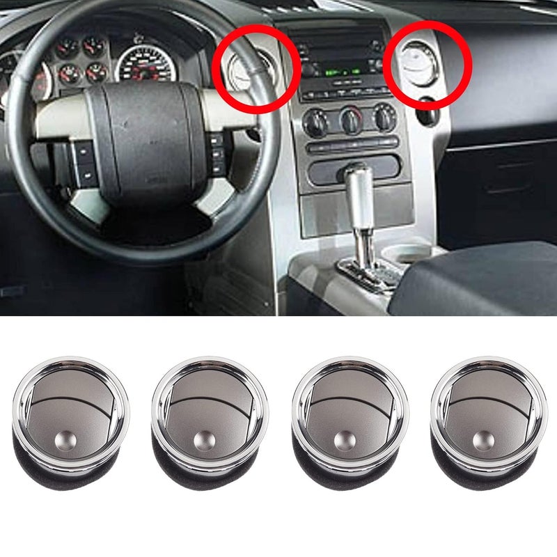 Dasbecan Dashboard Air Conditioning AC Heater Vent 4pcs Compatible with Ford F150 2004-2008 Replaces # 8L3Z-19893-BA 8L3Z19893BA Chrome Silver - Image 1