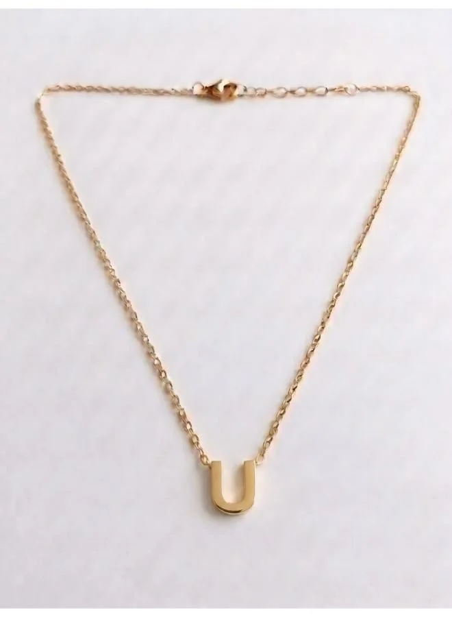 روفو Initial U Pendant Necklace