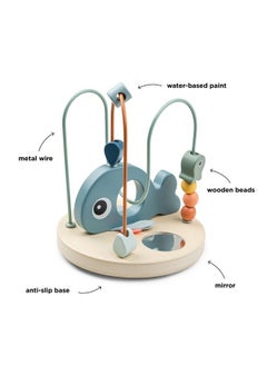 done by deer Wally Bead Maze Educational Toy For Kids Ocean Blue Theme Fine Motor Skill Development Whale & Underwater Elements Soft Crinkling Fabric On Fins Small Mirror Sturdy Base  - Image 2