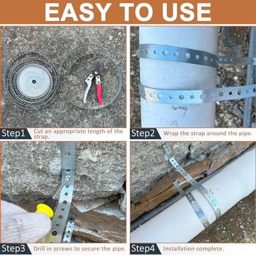 AxiSculpt Galvanized Metal Pipe Strap 3/4-Inch x 100-Feet 24-Gauge for Pipe Support Hanging and Flexible Trimming with Holes - Image 4
