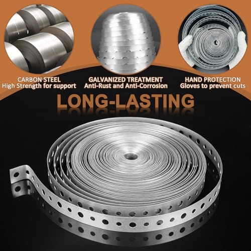 AxiSculpt Galvanized Metal Pipe Strap 3/4-Inch x 100-Feet 24-Gauge for Pipe Support Hanging and Flexible Trimming with Holes - Image 3