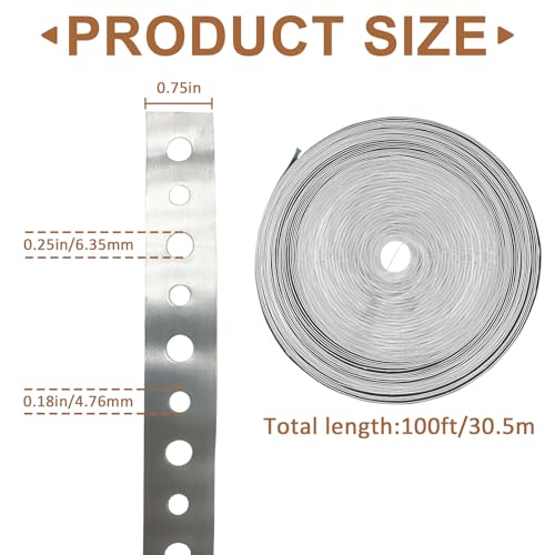 AxiSculpt Galvanized Metal Pipe Strap 3/4-Inch x 100-Feet 24-Gauge for Pipe Support Hanging and Flexible Trimming with Holes - Image 2