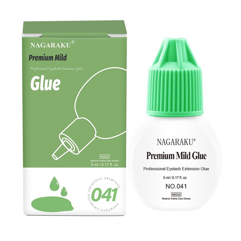 NAGARAKU Premium Mild Eyelash Extension Sensitive Glue 5ml/Odorless Non-irritant/4s Drying/Retention 15-20 Days/Storage Time 12 Months Lashes Adhesive Glue Dark Black Professional Use Only - Image 1
