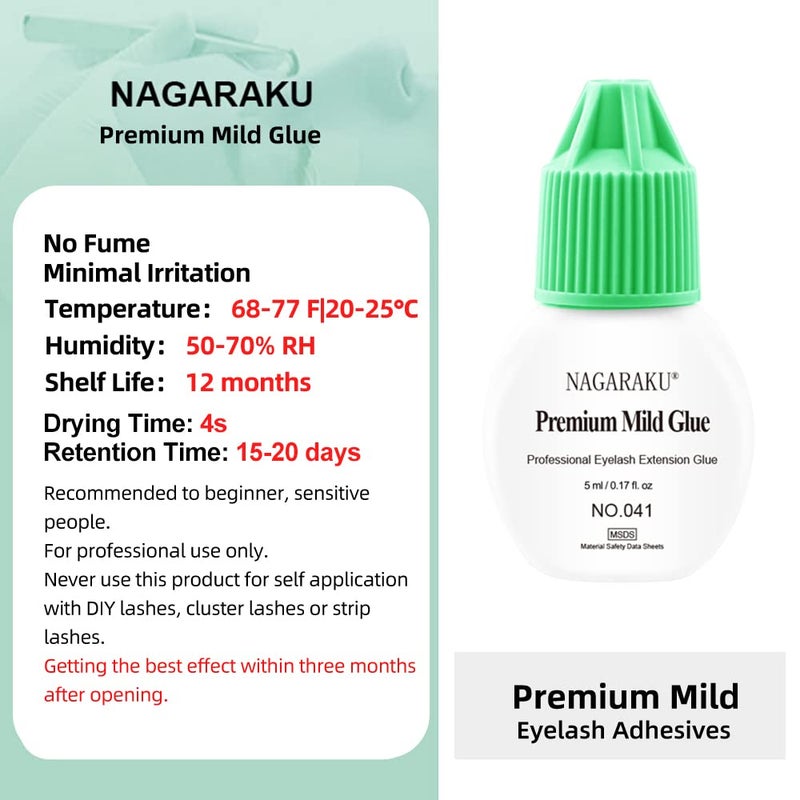 NAGARAKU Premium Mild Eyelash Extension Sensitive Glue 5ml/Odorless Non-irritant/4s Drying/Retention 15-20 Days/Storage Time 12 Months Lashes Adhesive Glue Dark Black Professional Use Only - Image 2