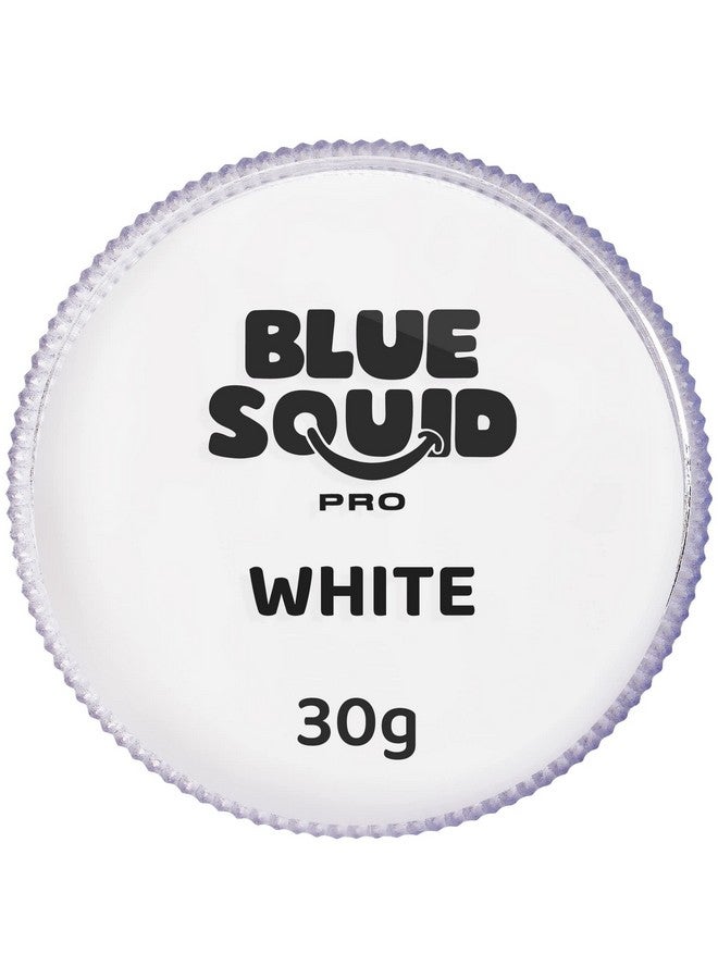 بلو سكويد طلاء وجه Blue Squid PRO - طلاء وجه احترافي للجسم على شكل كعكة واحدة قائم على الماء - مكياج SFX، طلاء وجه للأطفال والبالغين للأزياء التنكرية والهالوين والتنكر - أبيض كلاسيكي 30 جم / 1 أونصة - Image 1