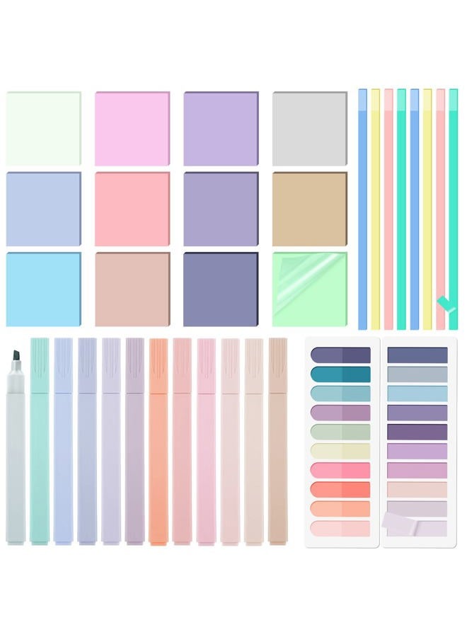 Teling 1160 Sheets Pastel Transparent Sticky Notes, 3 x 3 inch Clear Sticky Note Waterproof See Through Memo Pad, Translucent Writable Index Tabs for Annotating Books, Study Stationary Supplies - Image 1