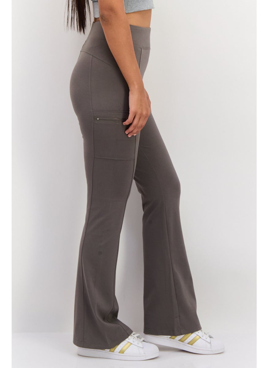 Tahari Sports - Women Sportswear Fit Plain Training Sweatpants, Grey - Image 1