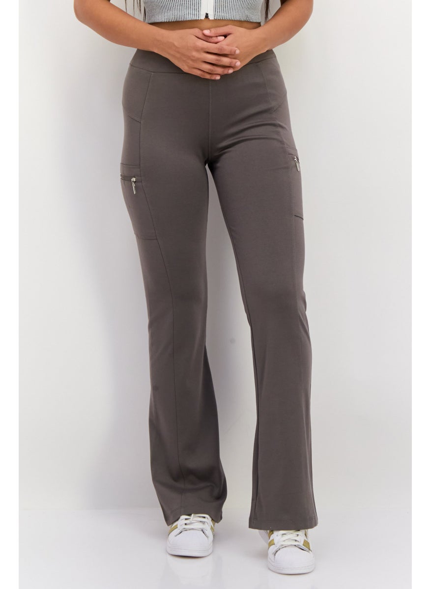 Tahari Sports - Women Sportswear Fit Plain Training Sweatpants, Grey - Image 1
