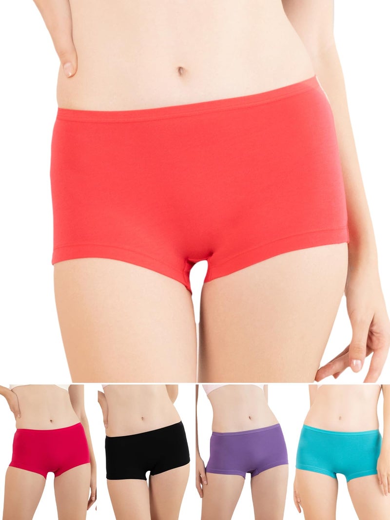 Lux Cozi for Her Cotton Women's Body Leg Plain Boy Short Panties (Colors and Prints May Vary) (COZIHER_PTY_1001_5PC_Assorted_80) - Image 1