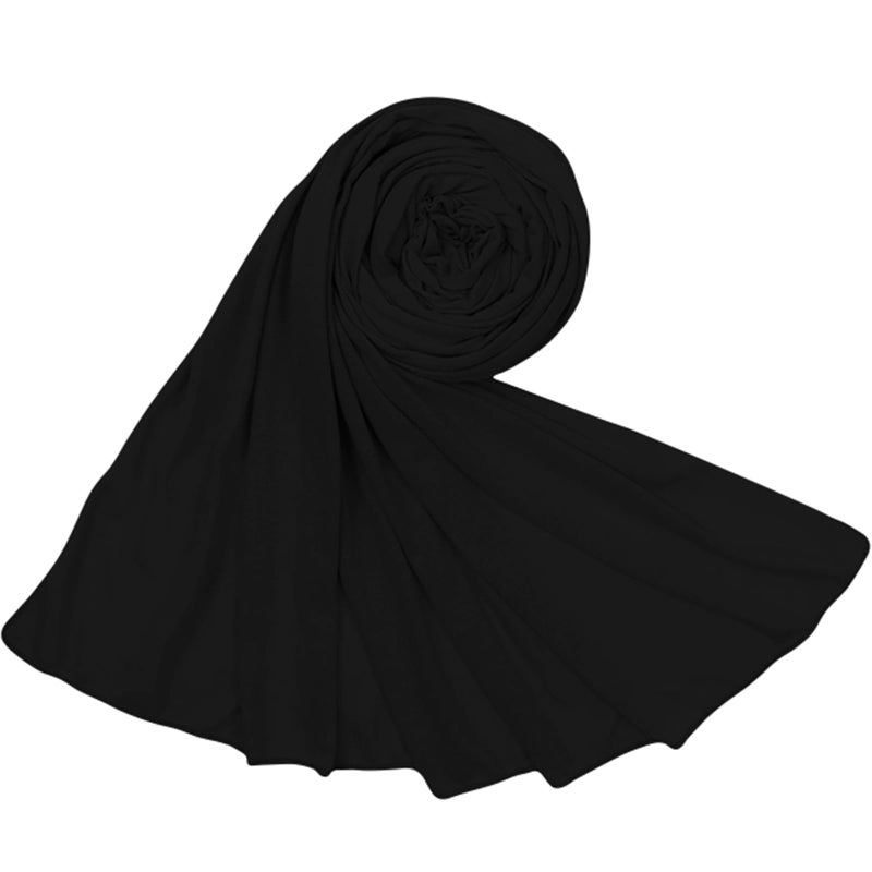 Piewag Hijab Scarf for Women Soft Cotton Muslim Jersey Hijab Head Wrap Scarves Fashion Long Scarf Shawls Black - Image 3