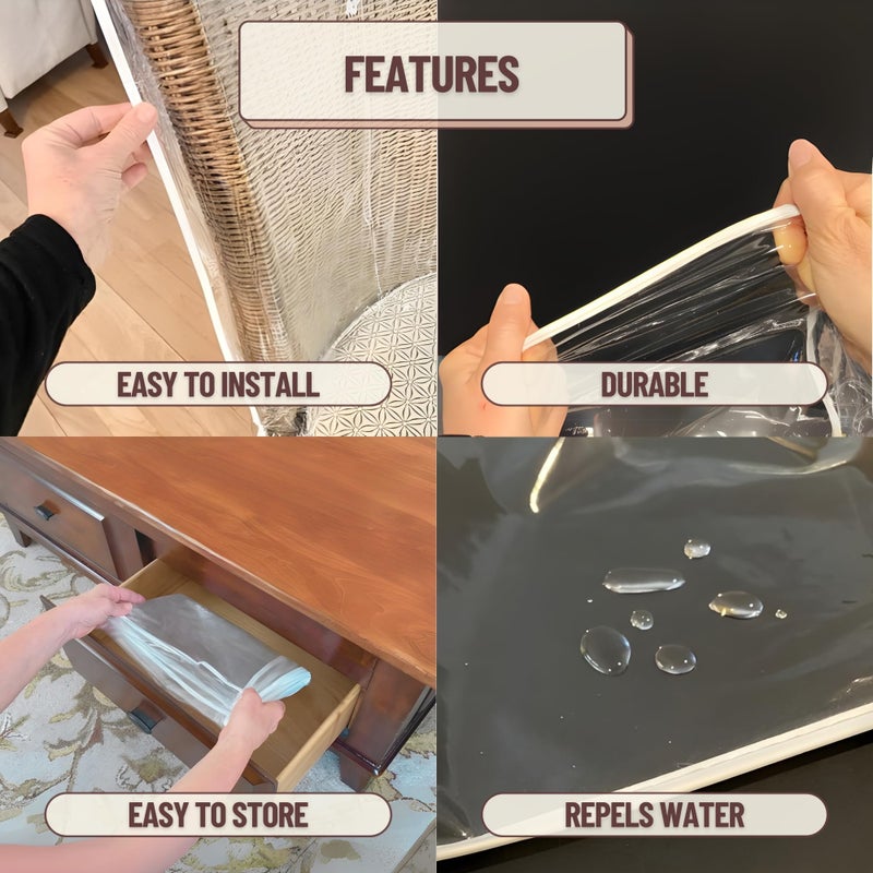 Evelots Dining Room/Kitchen Chair Cover/Protector-8 Pack- Heavy Duty Clear PVC Vinyl-No Dust/Spill/Pet Hair/Pet Claws, Easy Clean Slipcover - Image 5