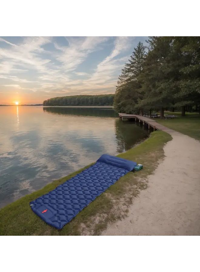 73Hours Royal Blue Portable Inflatable Rest Pad Self Inflating Foot Bed Quick Setup for Camping Beach Hiking Cycling - Image 2