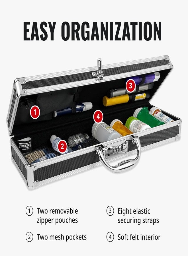 Vaultz Locking Medicine Case with Combination Lock - Portable Lock Box Briefcase for Medications, Cash & Valuables, Organized Storage Case with Handle, Extra Long, 1 Pack - Image 5
