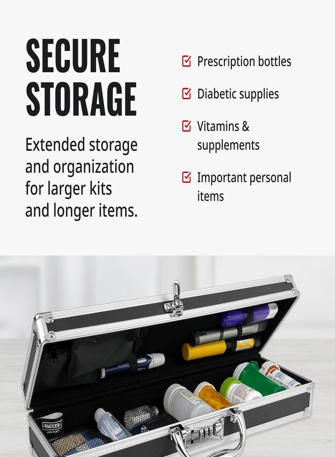 Vaultz Locking Medicine Case with Combination Lock - Portable Lock Box Briefcase for Medications, Cash & Valuables, Organized Storage Case with Handle, Extra Long, 1 Pack - Image 2