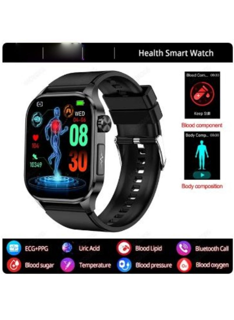 AROAQ New Blood Lipids Uric Acid Blood Glucose Smart Watch ECG+PPG+HRV Heart Rate Blood Body Composition Bluetooth Call Smartwatch  - Image 1