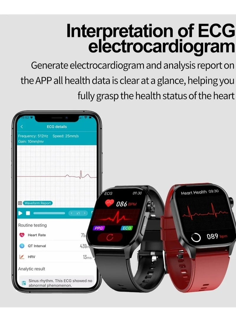 AROAQ New Blood Lipids Uric Acid Blood Glucose Smart Watch ECG+PPG+HRV Heart Rate Blood Body Composition Bluetooth Call Smartwatch  - Image 5