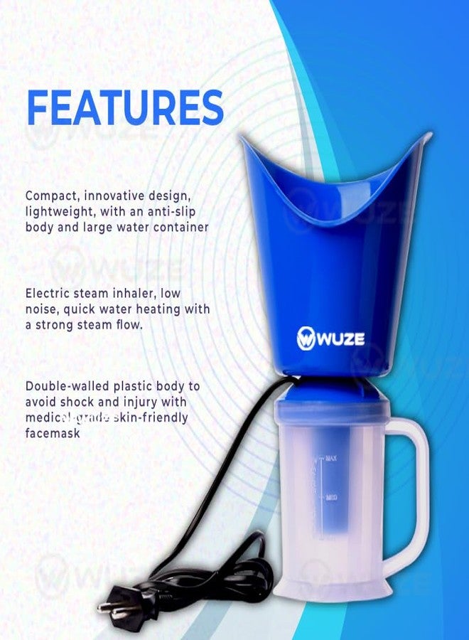 Wuze 3 In 1 Steamer For Cold, Cough and Nasal Congestion | Facial Steamer & Vaporizer | Steam Inhaler | Kids & Adult, Blue - Image 4