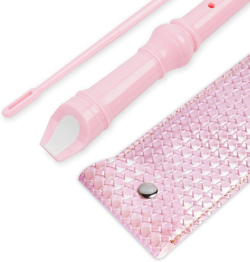 Jasenna Recorder Instrument for Beginner Adults,8-Hole Soprano Descant Recorder Music Flute with with Cleaning Rod & Leather Case For Home Entertainment(2-Flash Woven Pink2) - Image 5