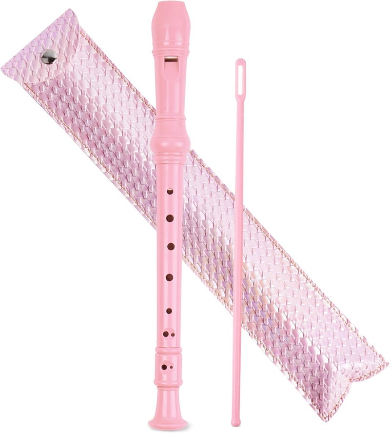 Jasenna Recorder Instrument for Beginner Adults,8-Hole Soprano Descant Recorder Music Flute with with Cleaning Rod & Leather Case For Home Entertainment(2-Flash Woven Pink2) - Image 1