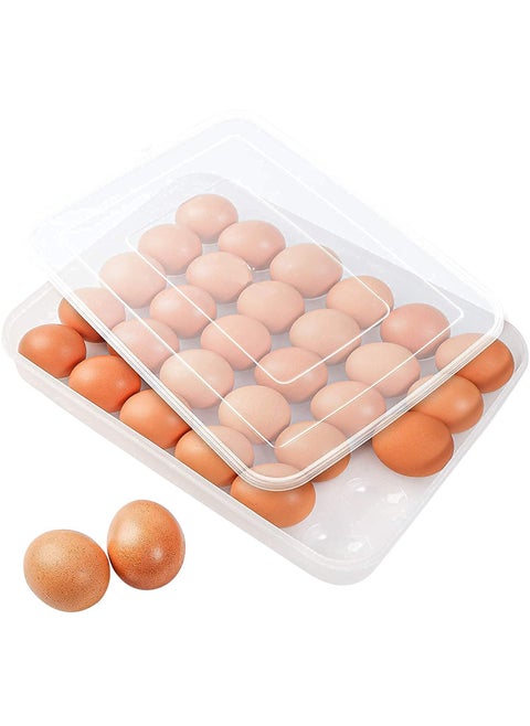 MorivaHomes Transparent 24 Grid Eggs Storage Airtight Container Tray for Refrigerator Egg Holder for FridgeFreezer Stackable Egg Tray With Lid Egg Storage Box Carrier 31x23x6cm