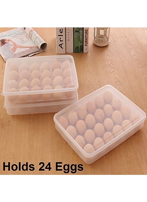 MorivaHomes MorivaHomes Transparent 24 Grid Eggs Storage Airtight Container Tray for Refrigerator Egg Holder for FridgeFreezer Stackable Egg Tray With Lid Egg Storage Box Carrier 31x23x6cm  - Image 4