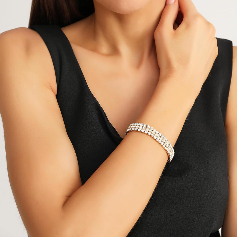 Zealmer Sparkle Multicolor Rhinestone Stackable Stretch Bracelets for Women - Image 3