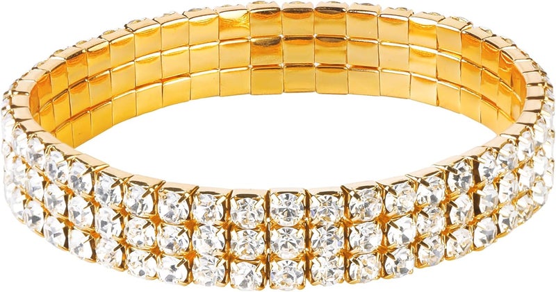 Zealmer Sparkle Multicolor Rhinestone Stackable Stretch Bracelets for Women - Image 1