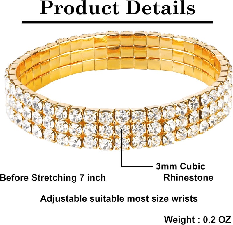 Zealmer Sparkle Multicolor Rhinestone Stackable Stretch Bracelets for Women - Image 2