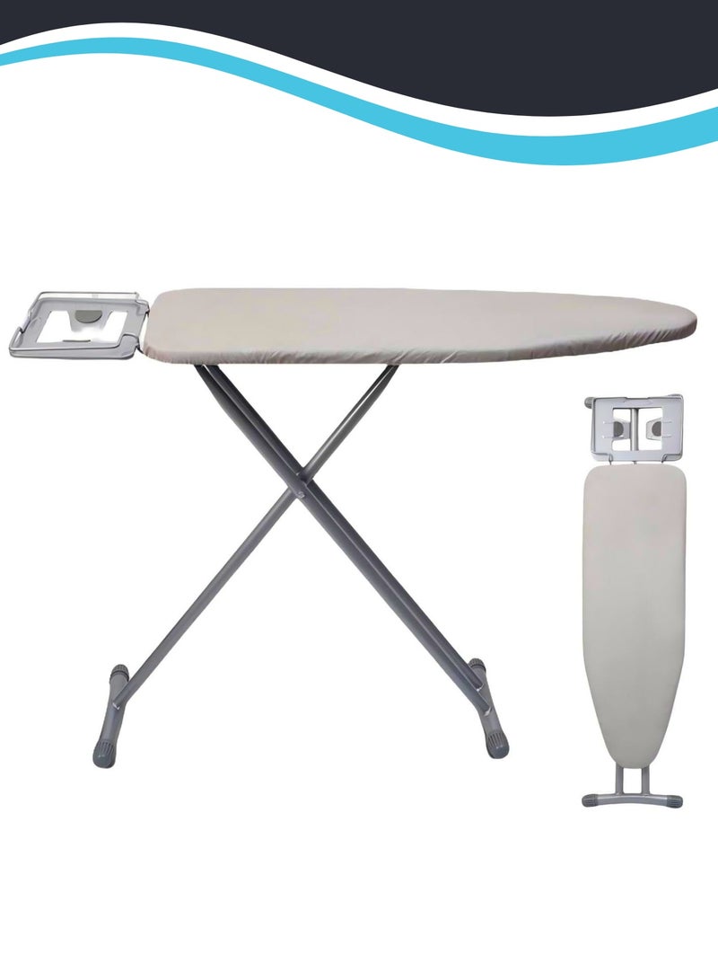 Ironing Board 110x33cm, Folding Ironing Stand with Jumbo Iron Rest, Heavy Sturdy Metal Frame Legs Iron Stand, Ironing Board Adjustable Height for Home Laundry Room or Dorm Use, Grey - Image 1