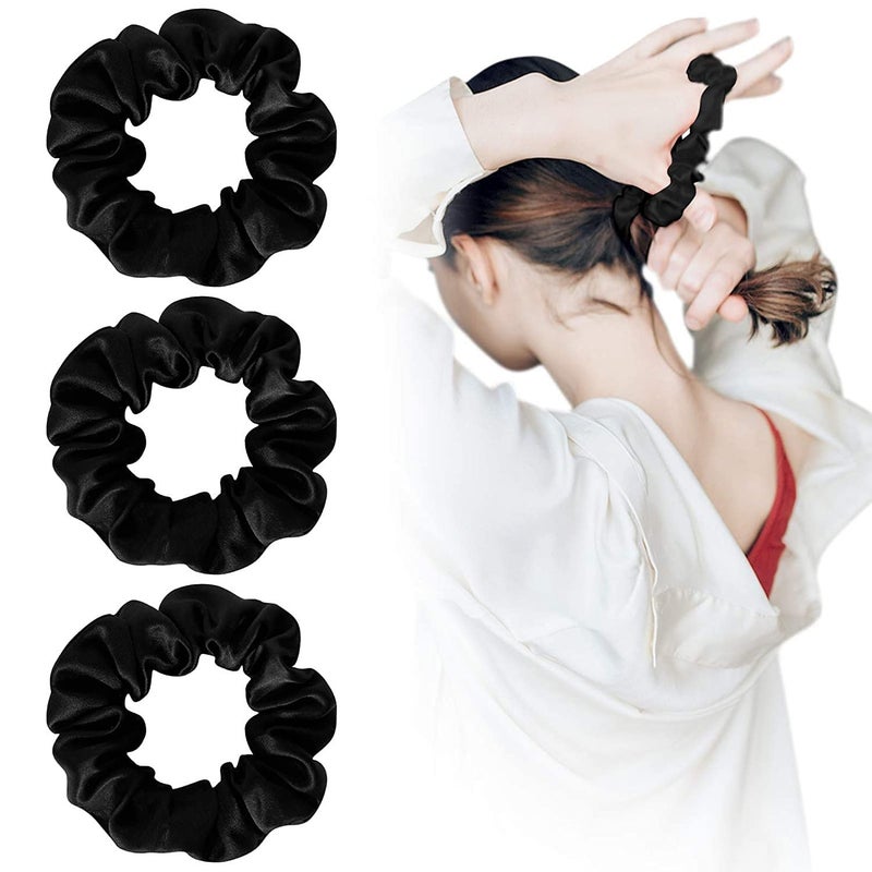 BELICIA Silk Scrunchies For Hair 3 Pack 100 Mulberry Silk Hair Ties 19 Momme Natural Silk Elastic Hair Bands Best For Women And GirlsHair - Image 1