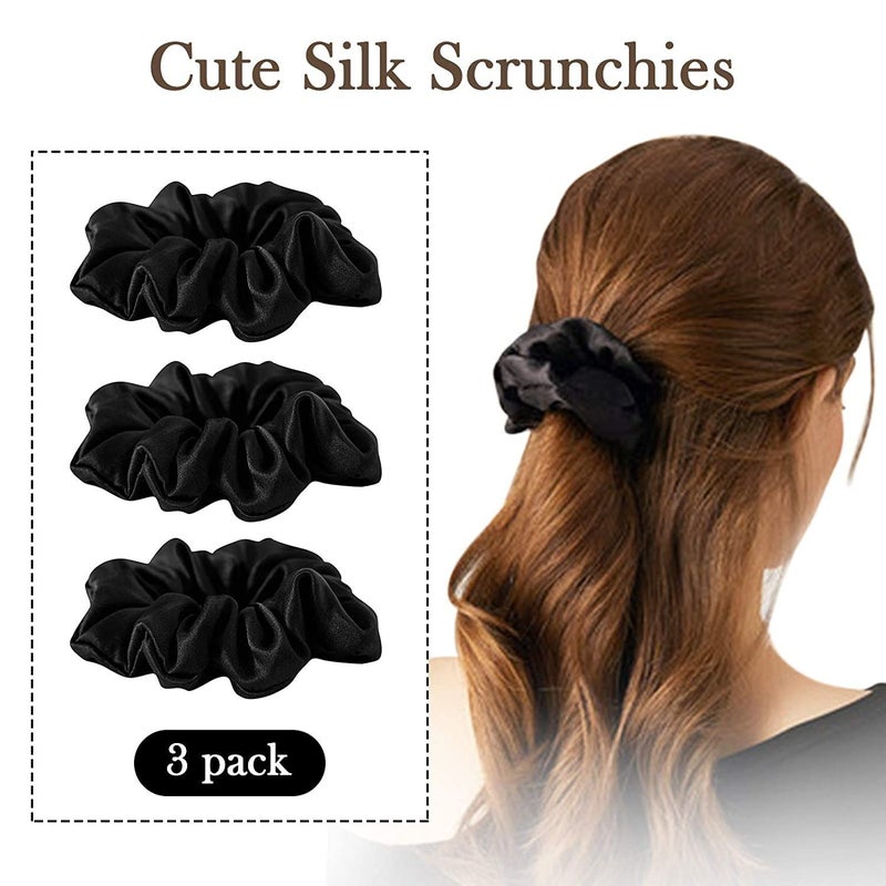 BELICIA Silk Scrunchies For Hair 3 Pack 100 Mulberry Silk Hair Ties 19 Momme Natural Silk Elastic Hair Bands Best For Women And GirlsHair - Image 2