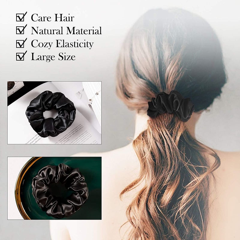 BELICIA Silk Scrunchies For Hair 3 Pack 100 Mulberry Silk Hair Ties 19 Momme Natural Silk Elastic Hair Bands Best For Women And GirlsHair - Image 4