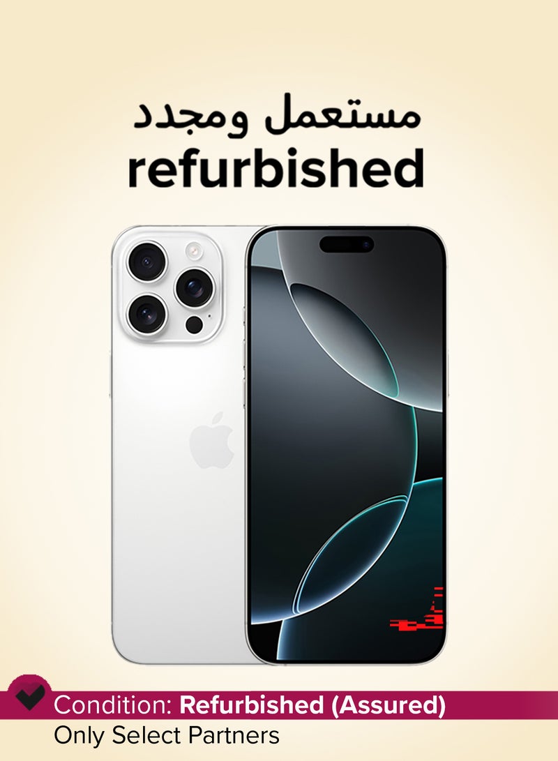 ابل  Refurbished - iPhone 16 Pro Max 256GB White Titanium 5G (E-sim only) With FaceTime - USA Version - Image 1