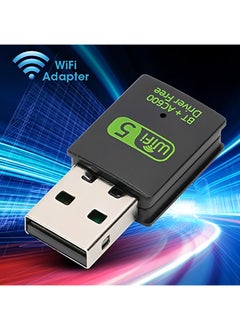 600m Dual Band Bluetooth Wireless Network Card 2.4g/5g Computer Wireless USB Bluetooth wifi 2-in-1 Network Card Drive Free USB WiFi Bluetooth Adapter for PC/Laptop/Desktop Mini WiFi Adapter