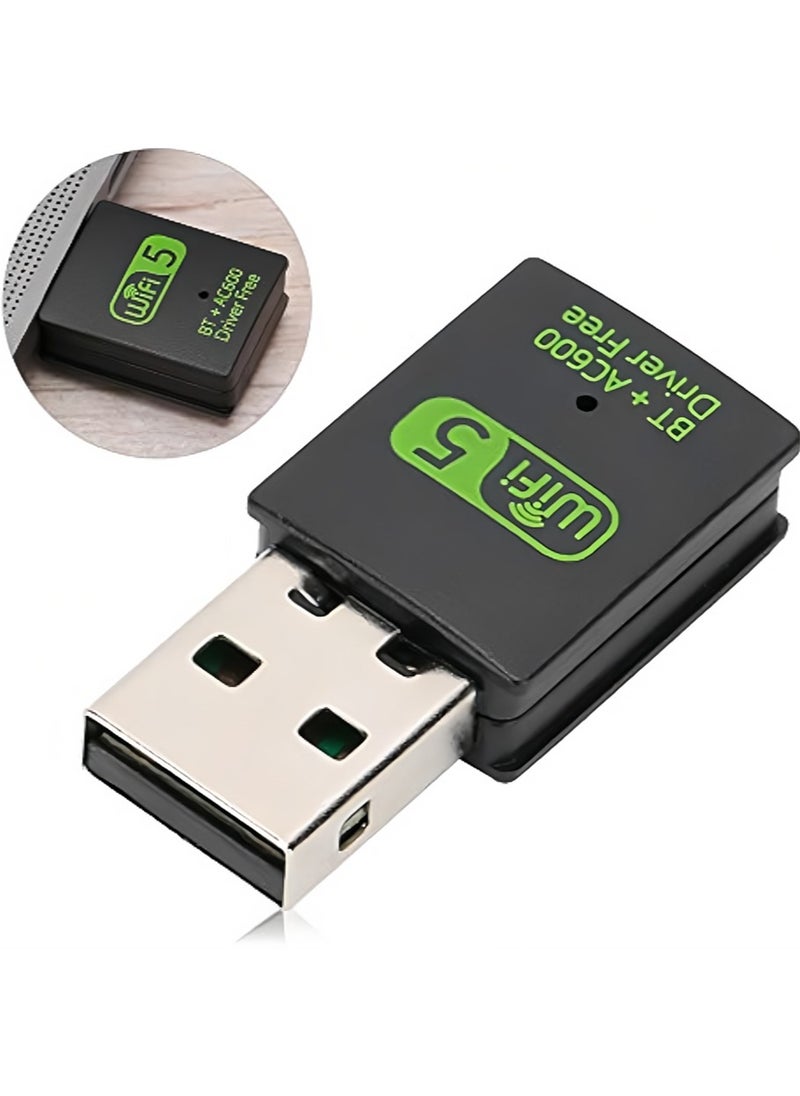 FLOWING 600m Dual Band Bluetooth Wireless Network Card 2.4g/5g Computer Wireless USB Bluetooth wifi 2-in-1 Network Card Drive Free USB WiFi Bluetooth Adapter for PC/Laptop/Desktop Mini WiFi Adapter  - Image 3