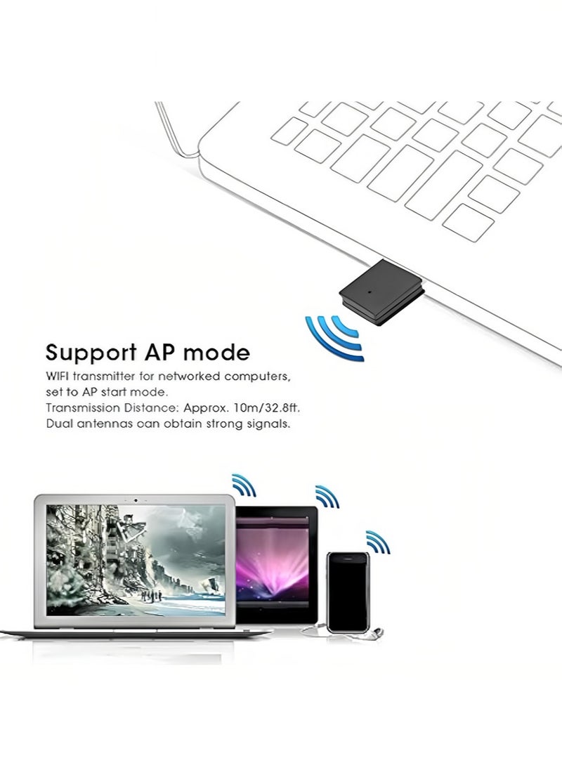 FLOWING - 600m Dual Band Bluetooth Wireless Network Card 2.4g/5g Computer Wireless USB Bluetooth wifi 2-in-1 Network Card Drive Free USB WiFi Bluetooth Adapter for PC/Laptop/Desktop Mini WiFi Adapter - Image 1