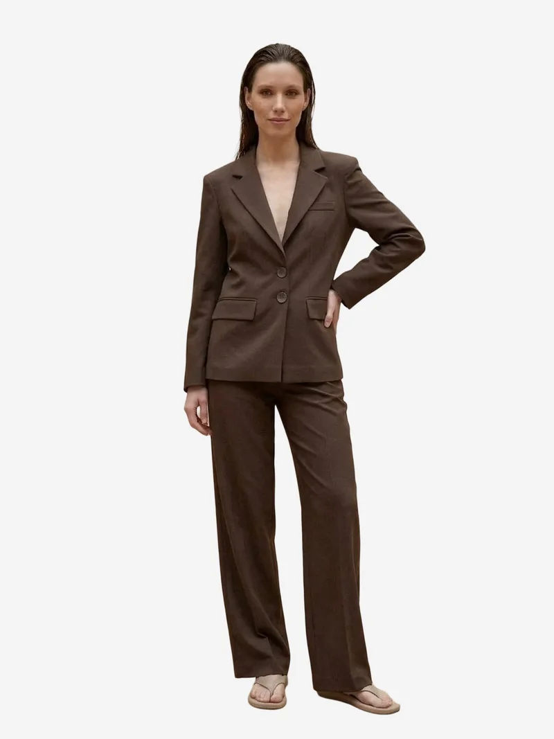 My Fashion Coffee Brown MY FASHION Women's regular-fit blazer jacket for Women | Best Price UAE
