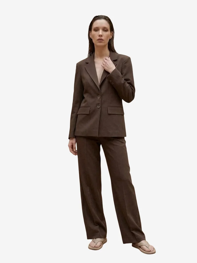 My Fashion Coffee Brown MY FASHION Women's regular-fit blazer jacket for Women | Best Price UAE
