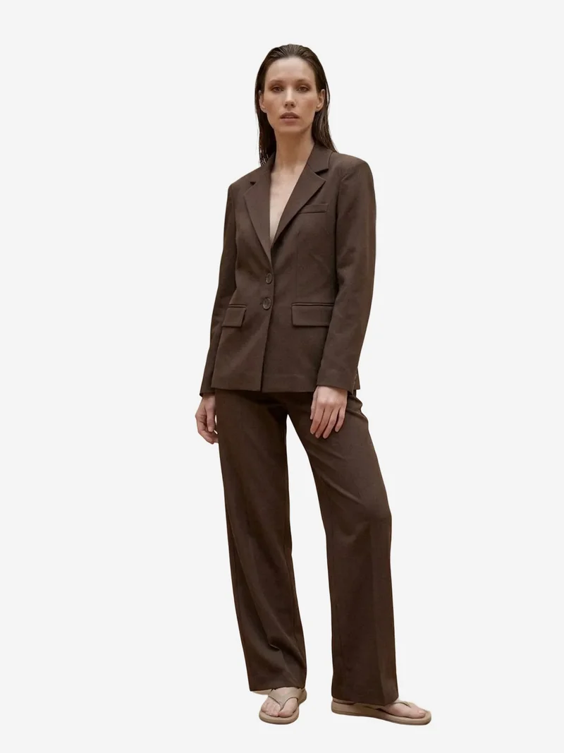 My Fashion Coffee Brown MY FASHION Women's regular-fit blazer jacket for Women | Best Price UAE