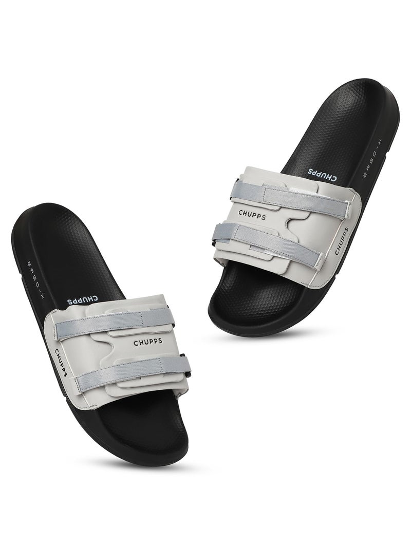 CHUPPS Element Grey & Black Drift Orthopedic Slippers | Soft Footpharma Footbed | Breathable Ventilation Holes | Lightweight Flip Flops | Anti-Skid Chappals for Everyday For Mens - Image 1
